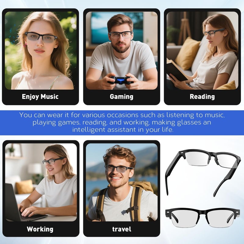 PADOM نظارات ذكية، ميكروفون ومكبرات صوت مفتوحة الأذن، نظارات شمسية ذكية صوتية مع عدسات فوتوكرومية، مقاومة للماء IPX4، مساعد صوتي، نظارات بلوتوث للجنسين للسفر والعمل والقيادة - Image 5